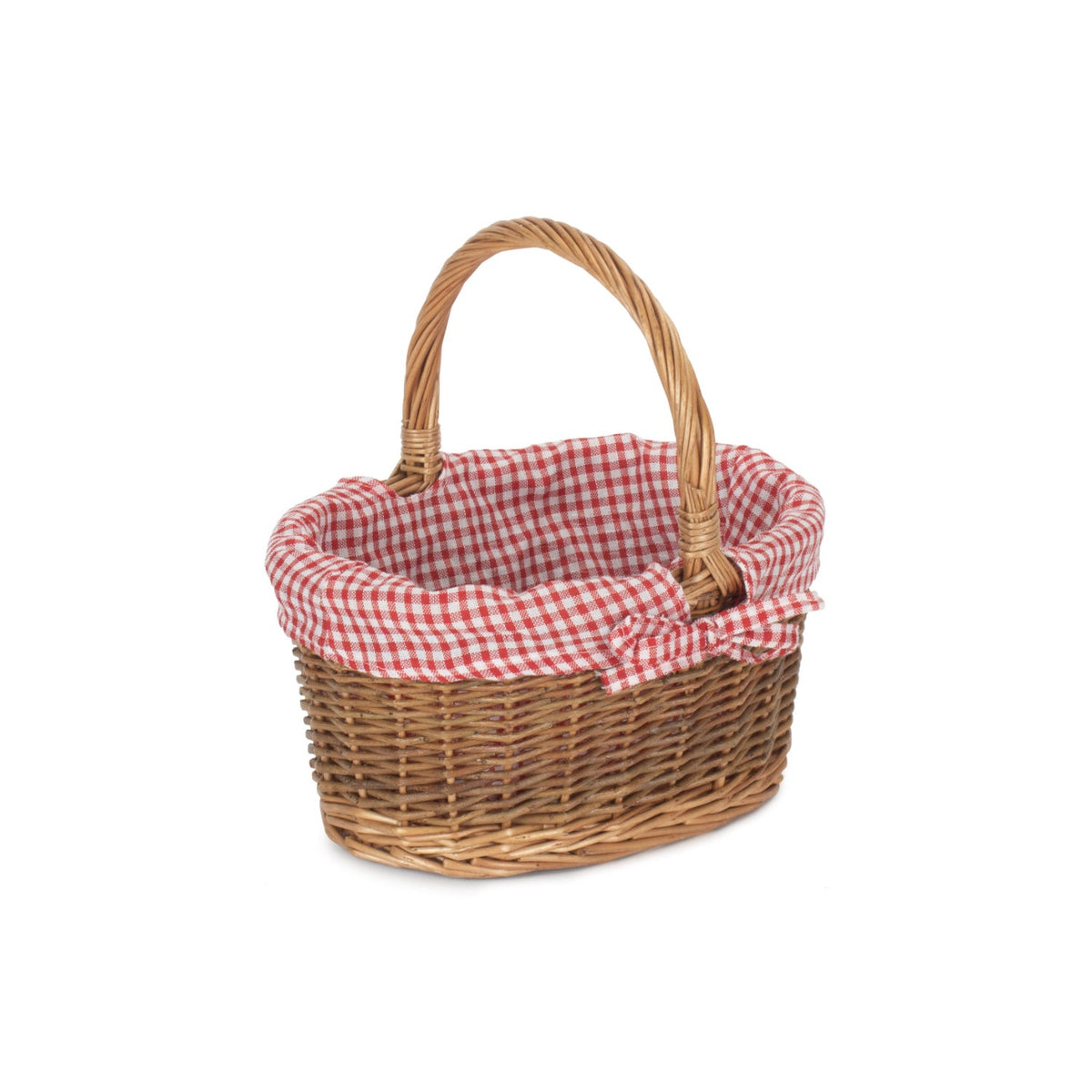 Child's Country Oval Shopper With Red & White Checked Lining