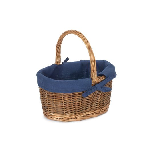 Child's Country Oval Shopper With Navy Blue Lining