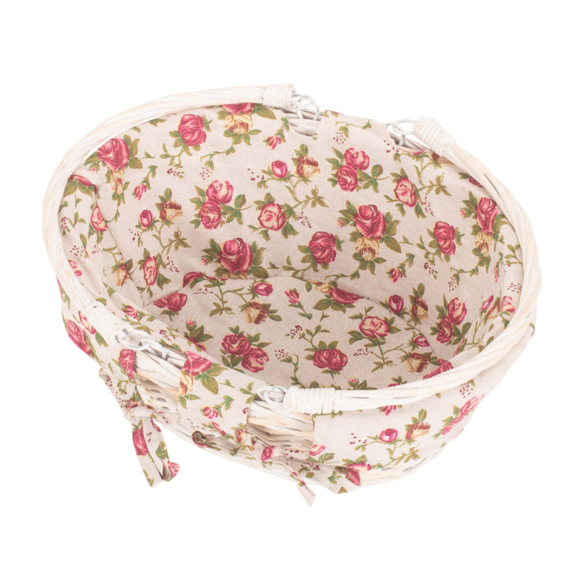 Small White Swing Handle Shopper With Garden Rose Lining