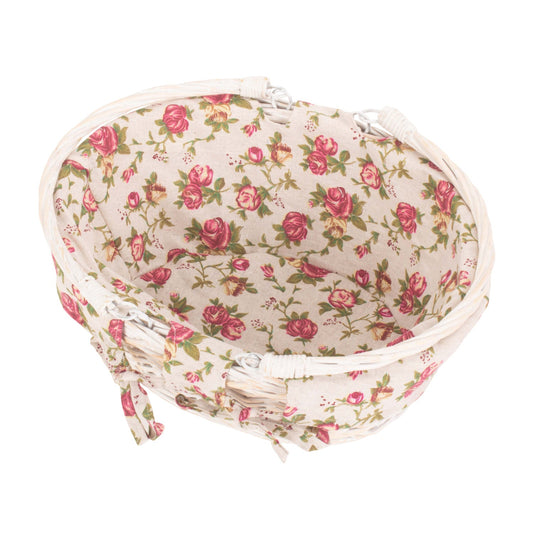 Small White Swing Handle Shopper With Garden Rose Lining