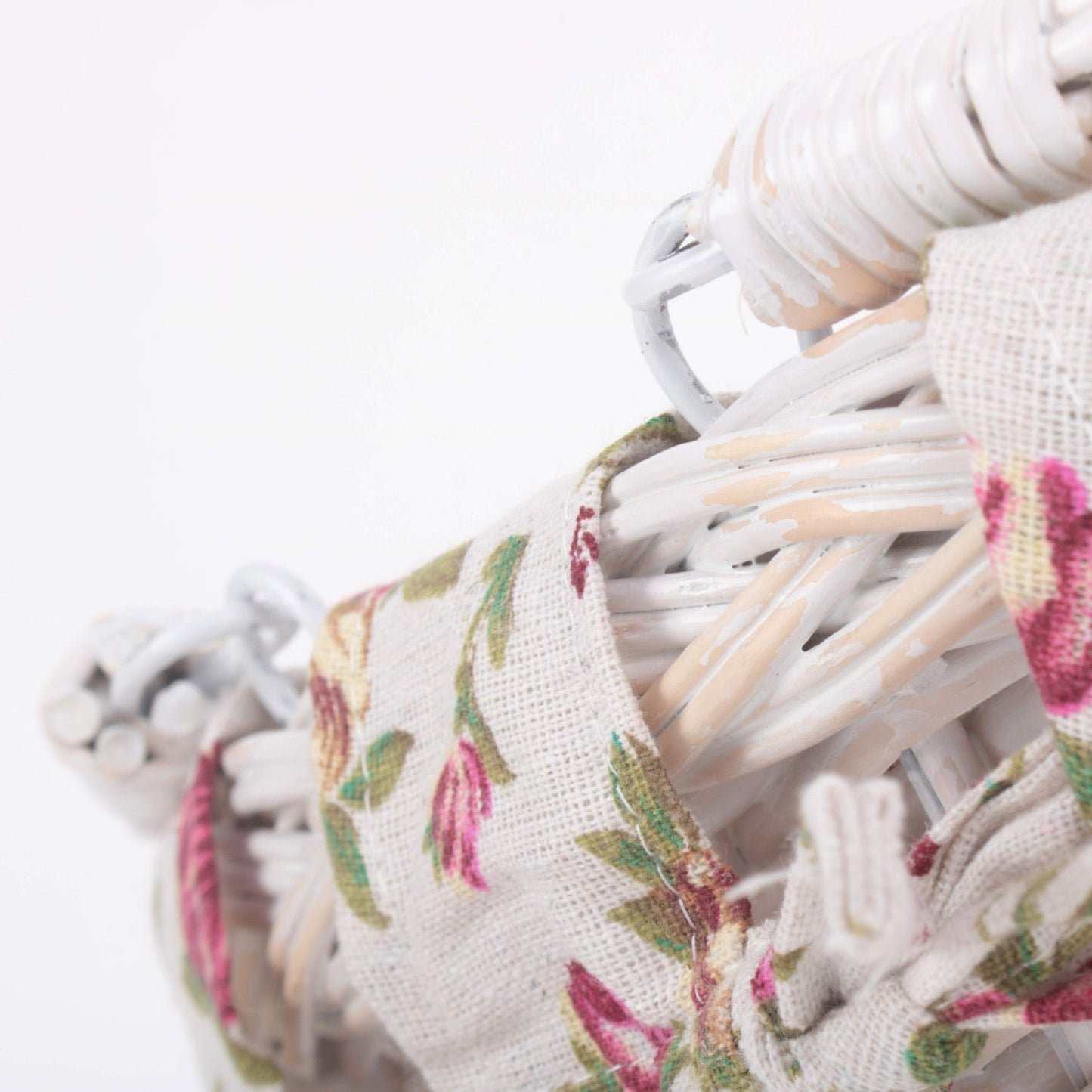 Small White Swing Handle Shopper With Garden Rose Lining