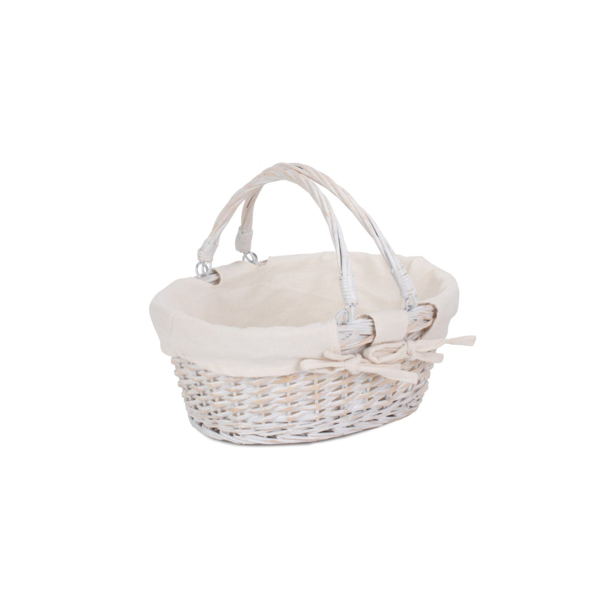 Small White Swing Handle Shopper With White Lining