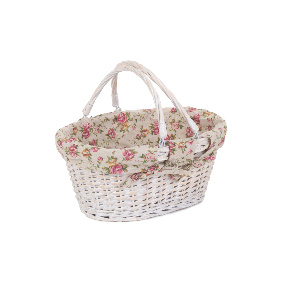 Medium White Swing Handle Shopper - Garden Rose Lining