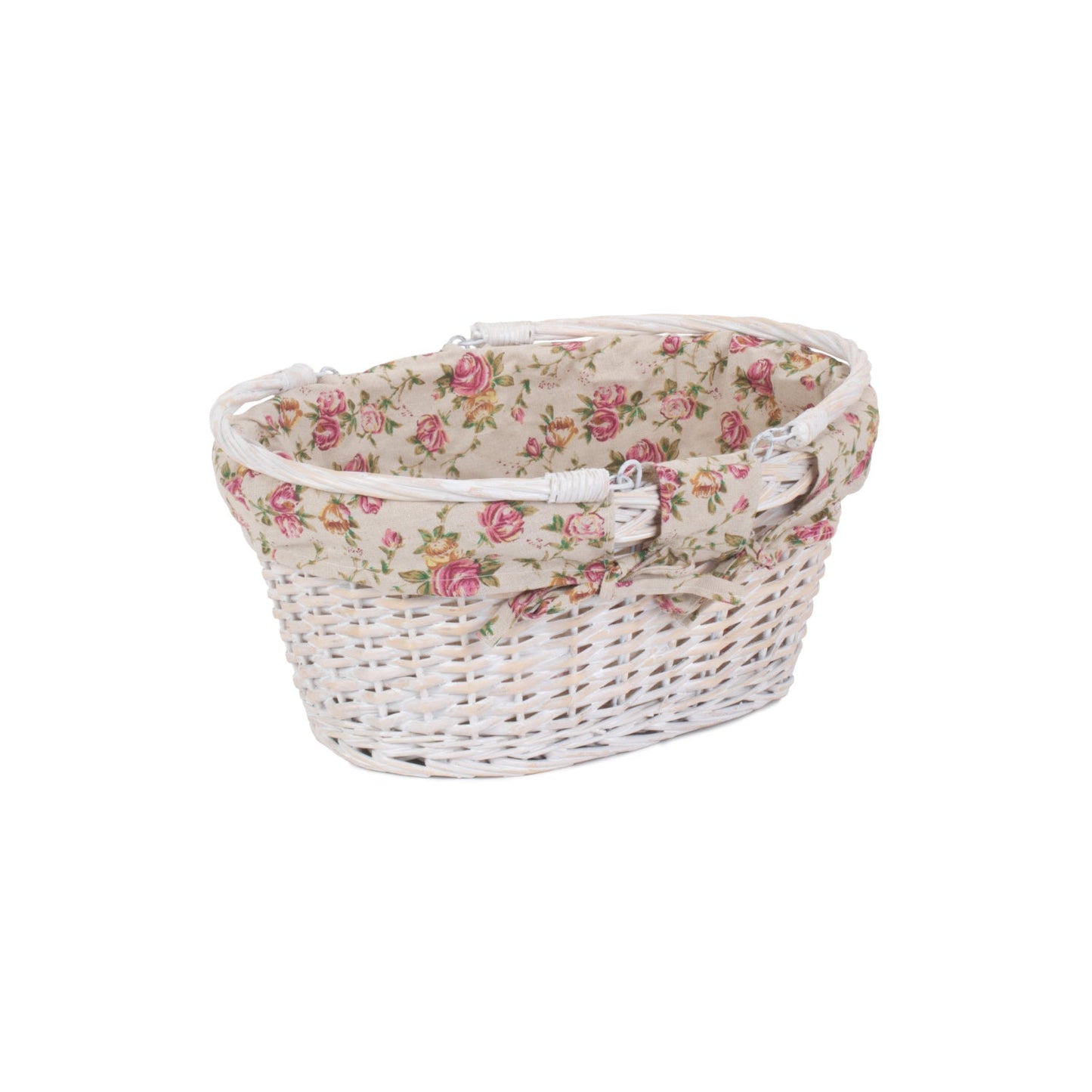 Medium White Swing Handle Shopper - Garden Rose Lining
