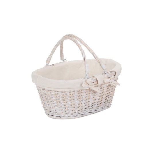 Medium White Swing Handle Shopper - White Lining
