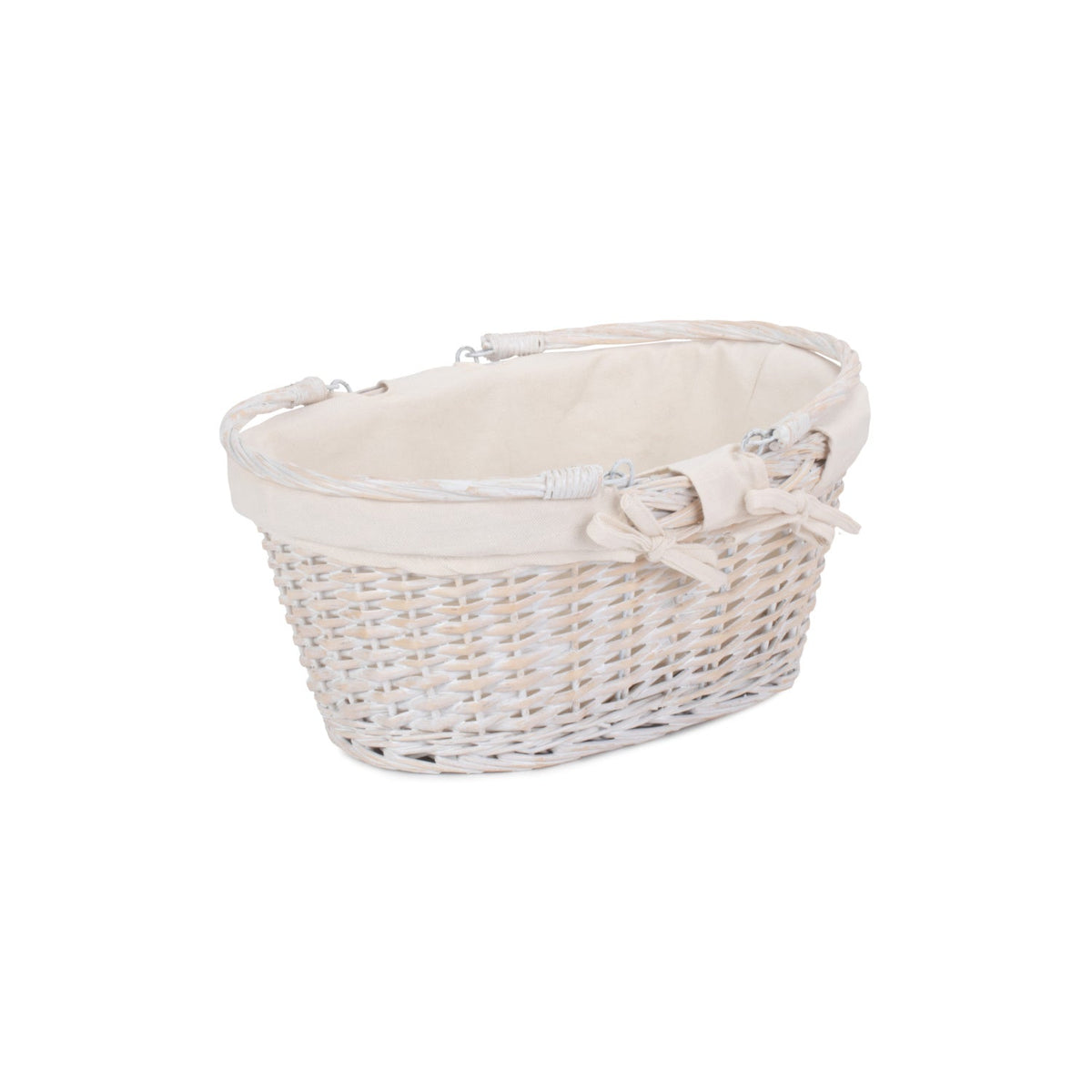Medium White Swing Handle Shopper - White Lining