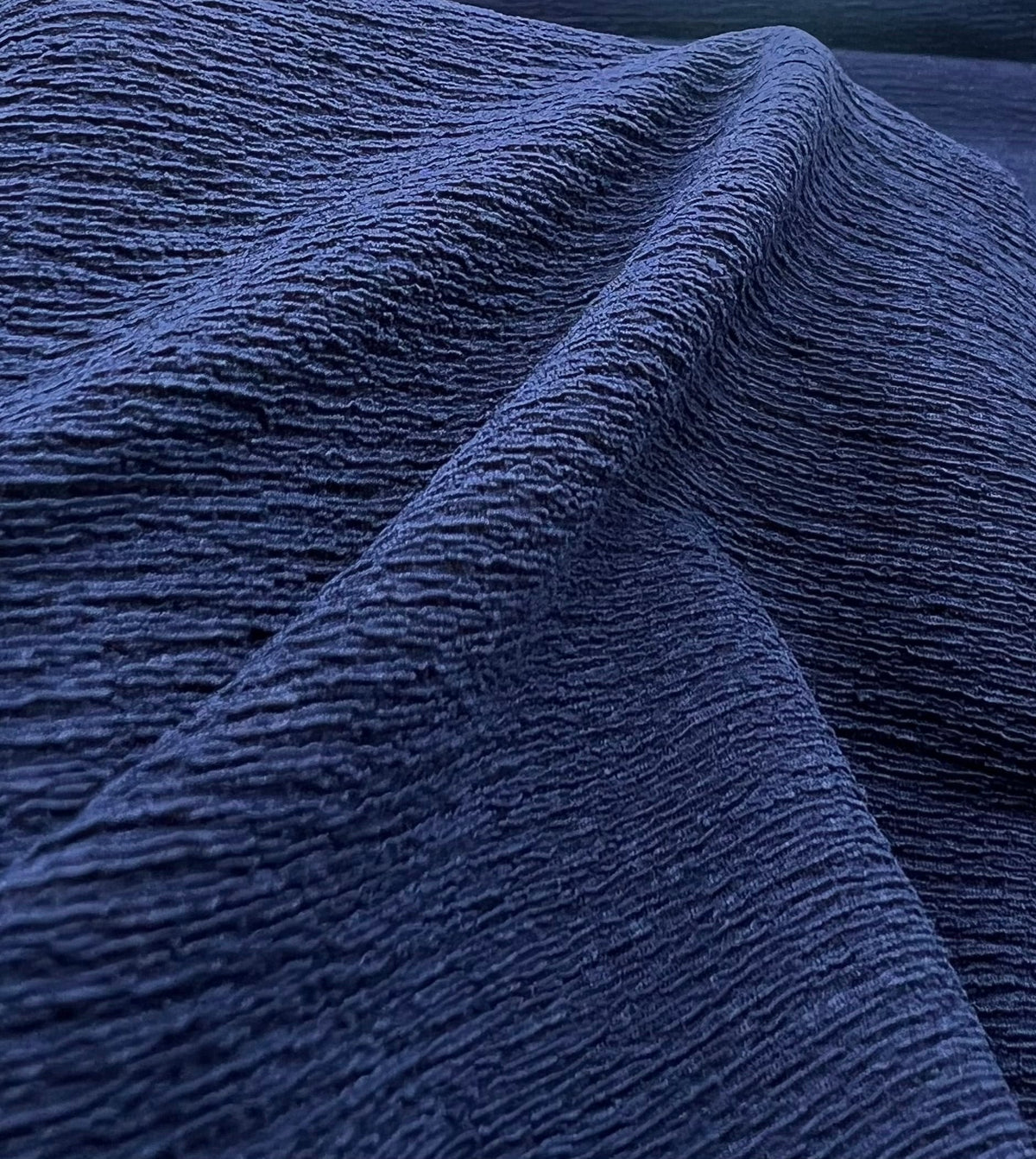 Navy Textured Tree Bark Stretch Dress Craft Fabric