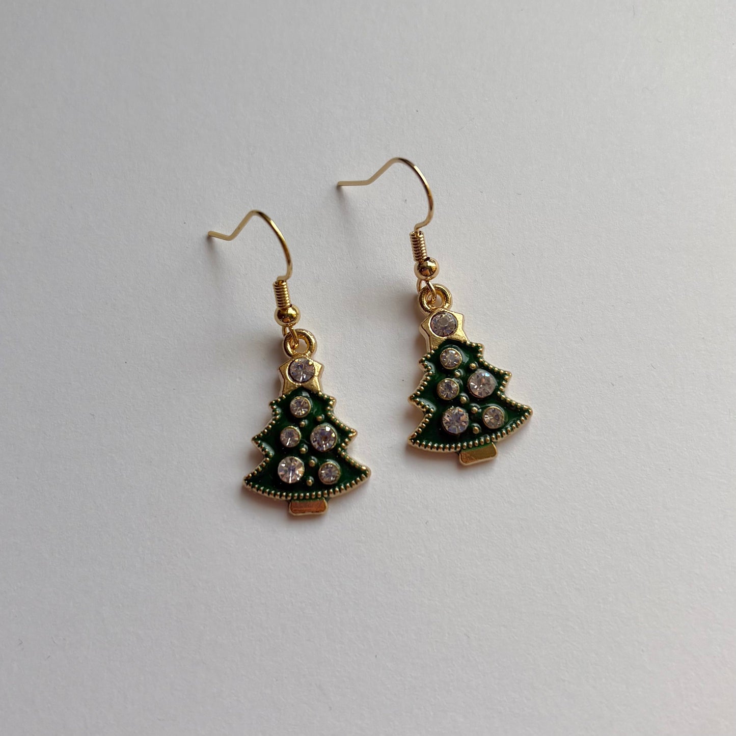Festive green Christmas tree  earrings
