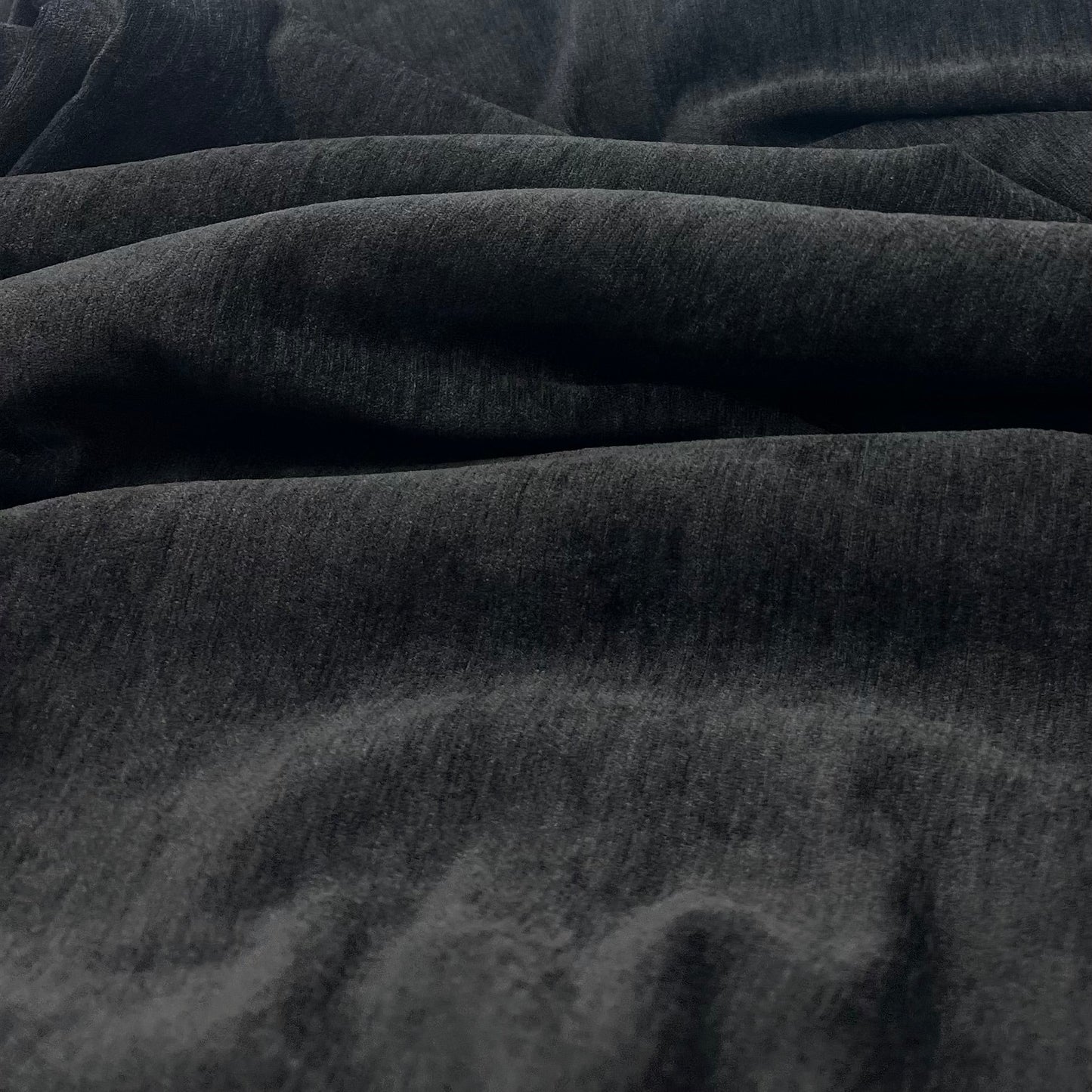 Black Wool Poly Blend Flannel Non Stretch Fabric