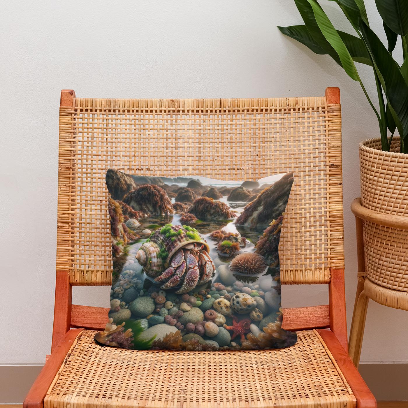 Tide Pool Hermit Crab Cotton Cushion