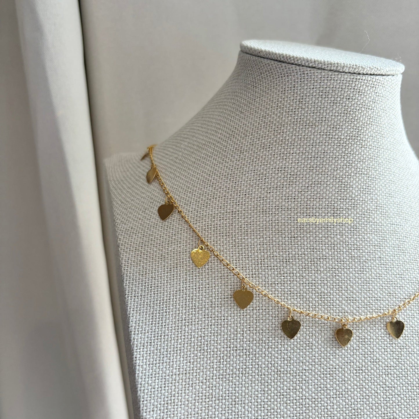 18k gold plated multi heart chain necklace