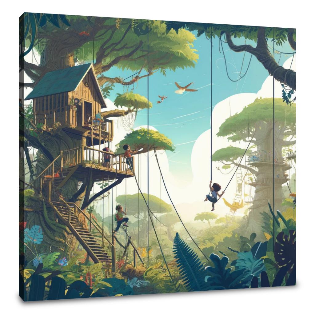 Jungle Treehouse Adventure Canvas