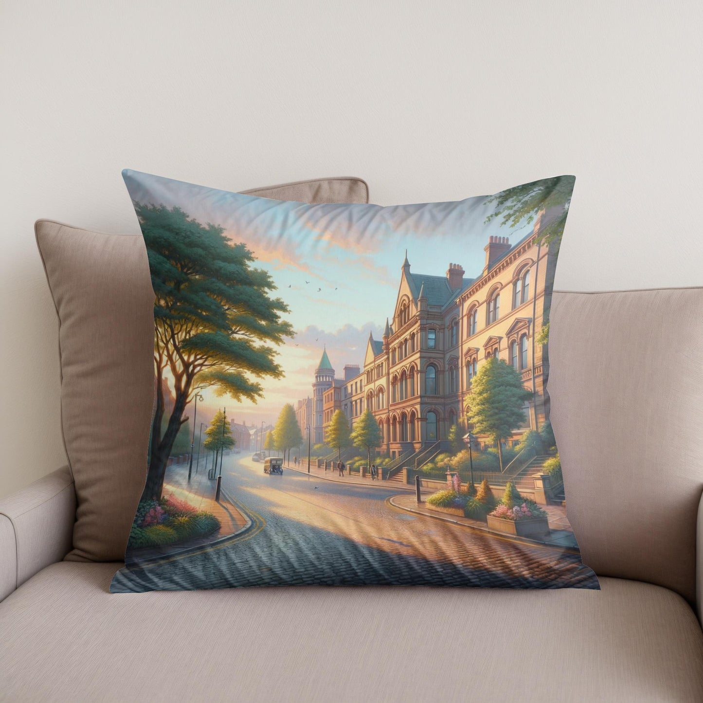 Serene Belfast Morning Cotton Cushion