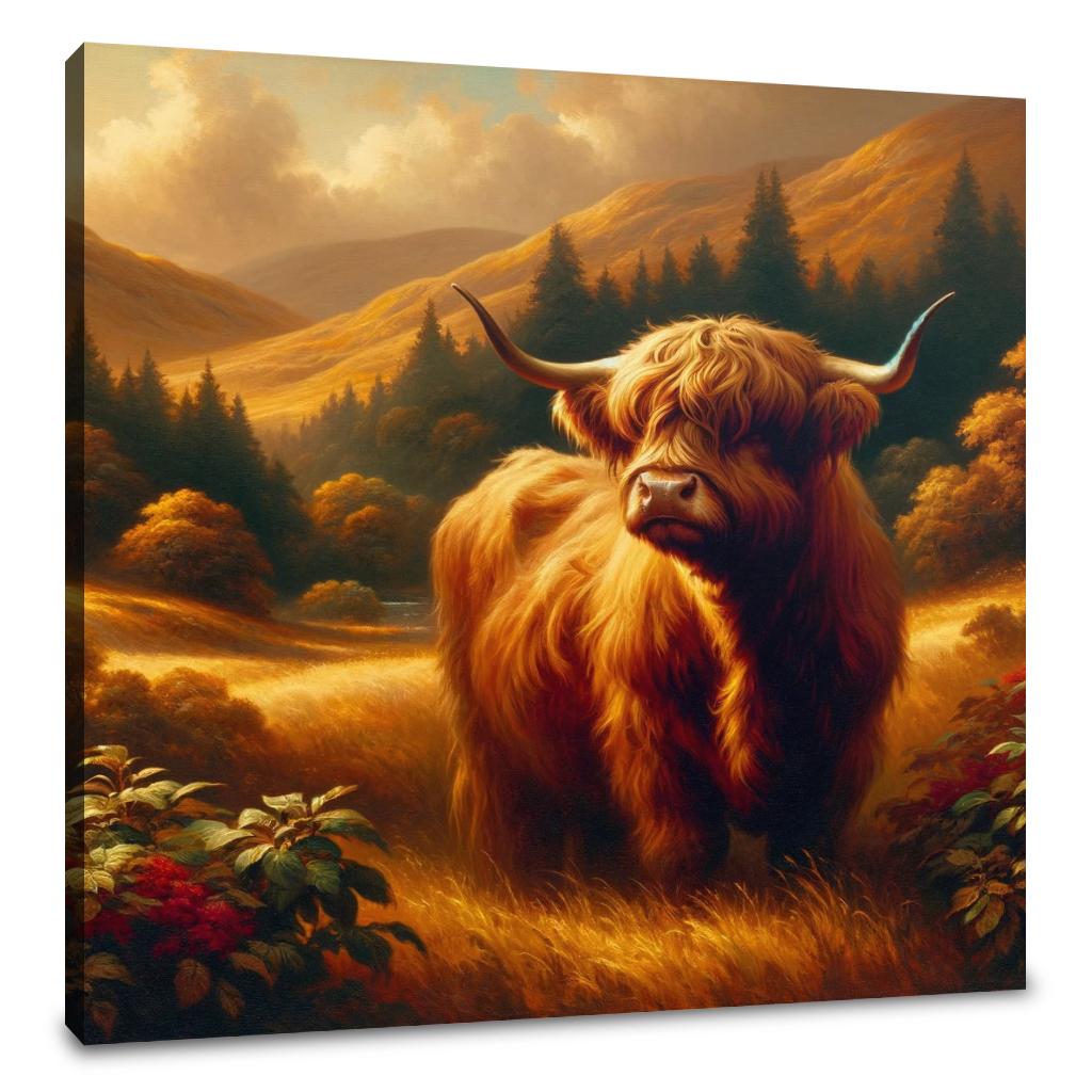 Timeless Highland Cow Serenity Canvas