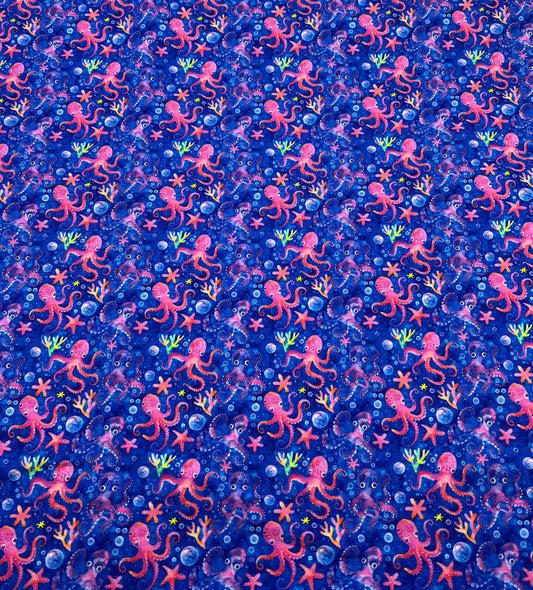 Octopi Print Cotton Stretch Jersey 200 GSM 95/5 Lycra 4 Way Stretch