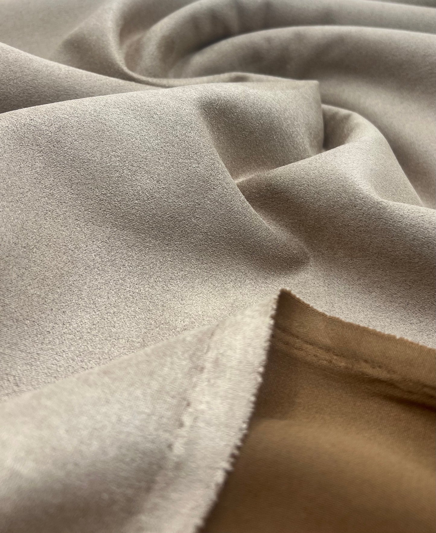Tan Scuba Suede Jersey Fabric 280GSM 2 Way Stretch