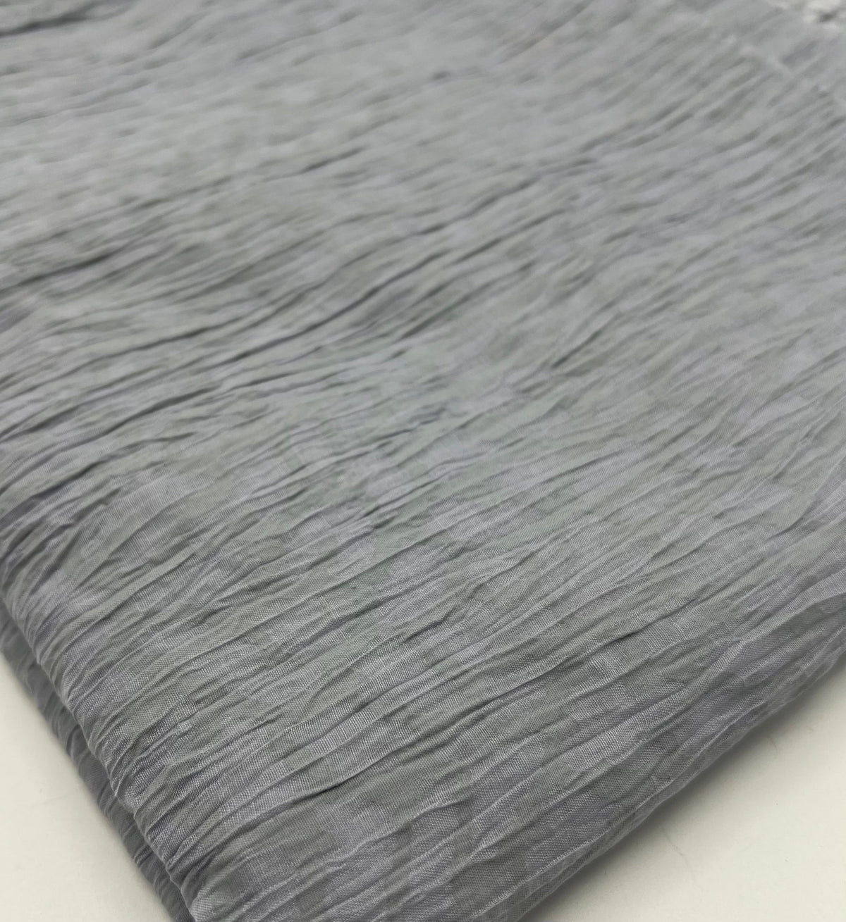Grey Detailed Crinkled Lightweight Non Stretch Fabric