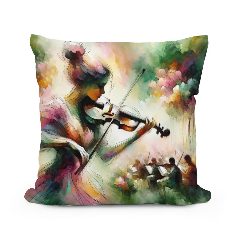 Garden Violinist Cotton Cushion