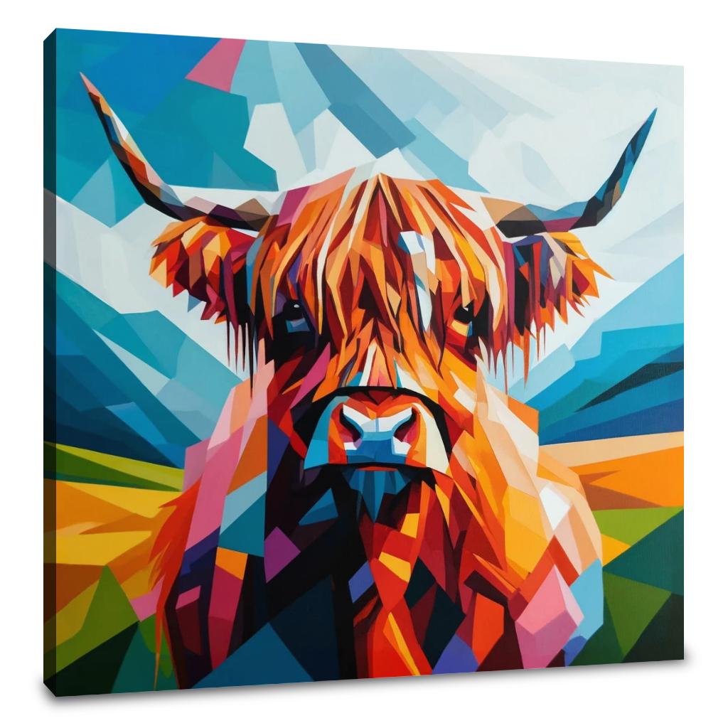 Cubist Highland Cow Essence Canvas