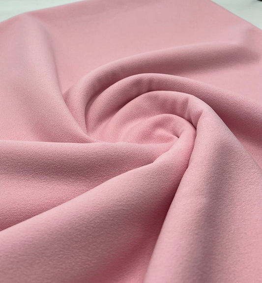 Plain Baby Pink Scuba Crepe Stretch Jersey Fabric 4 Way Stretch