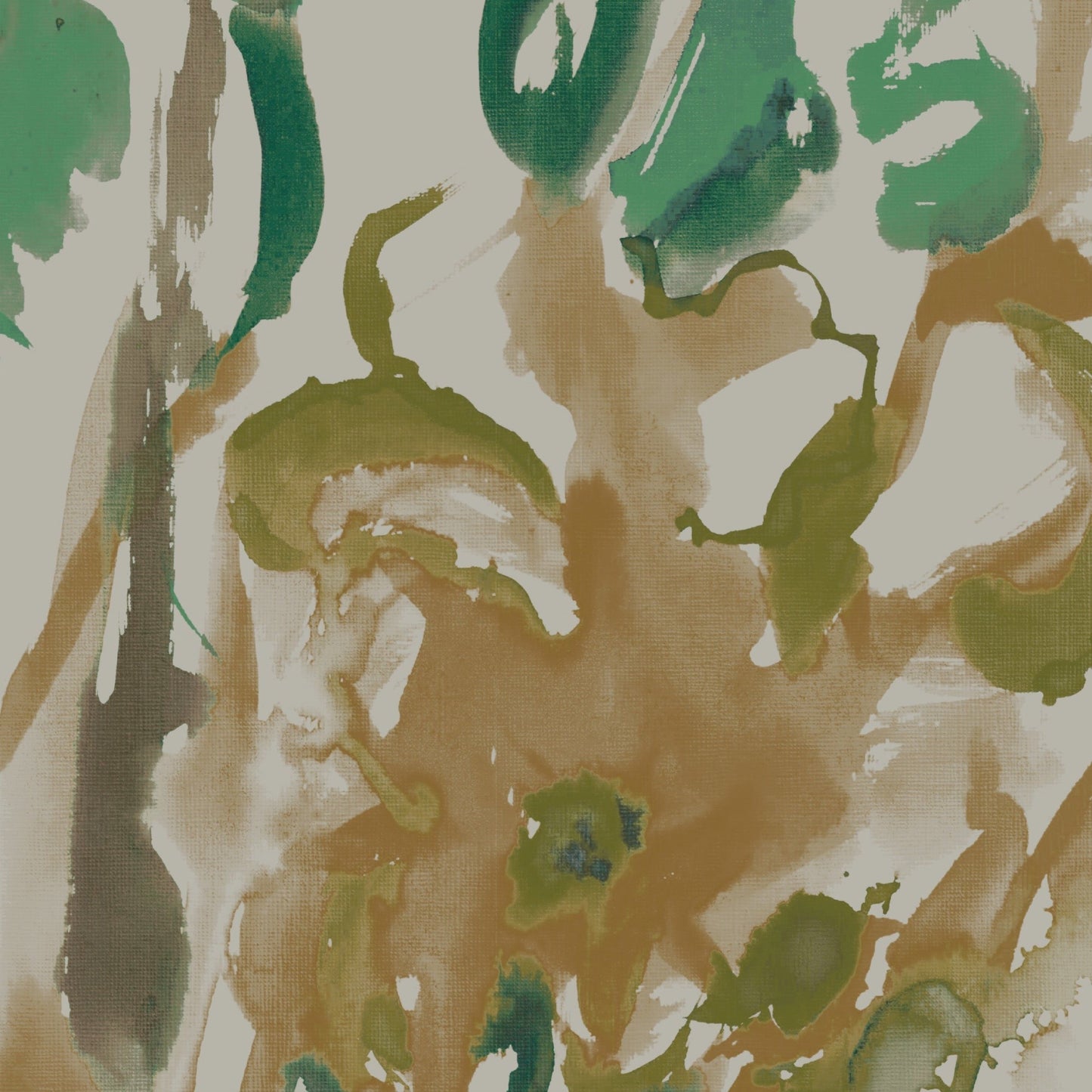 Watercolour Floral Wallpaper - Sand + Mint