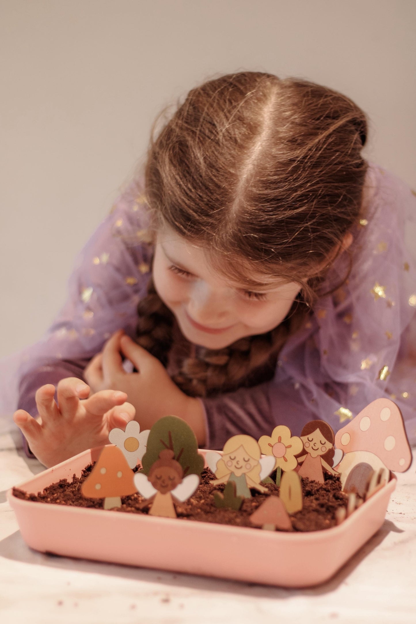 Fairy Garden Starter Kit (Apron,Tray, Shovel, Fairies, Soil & Seeds)