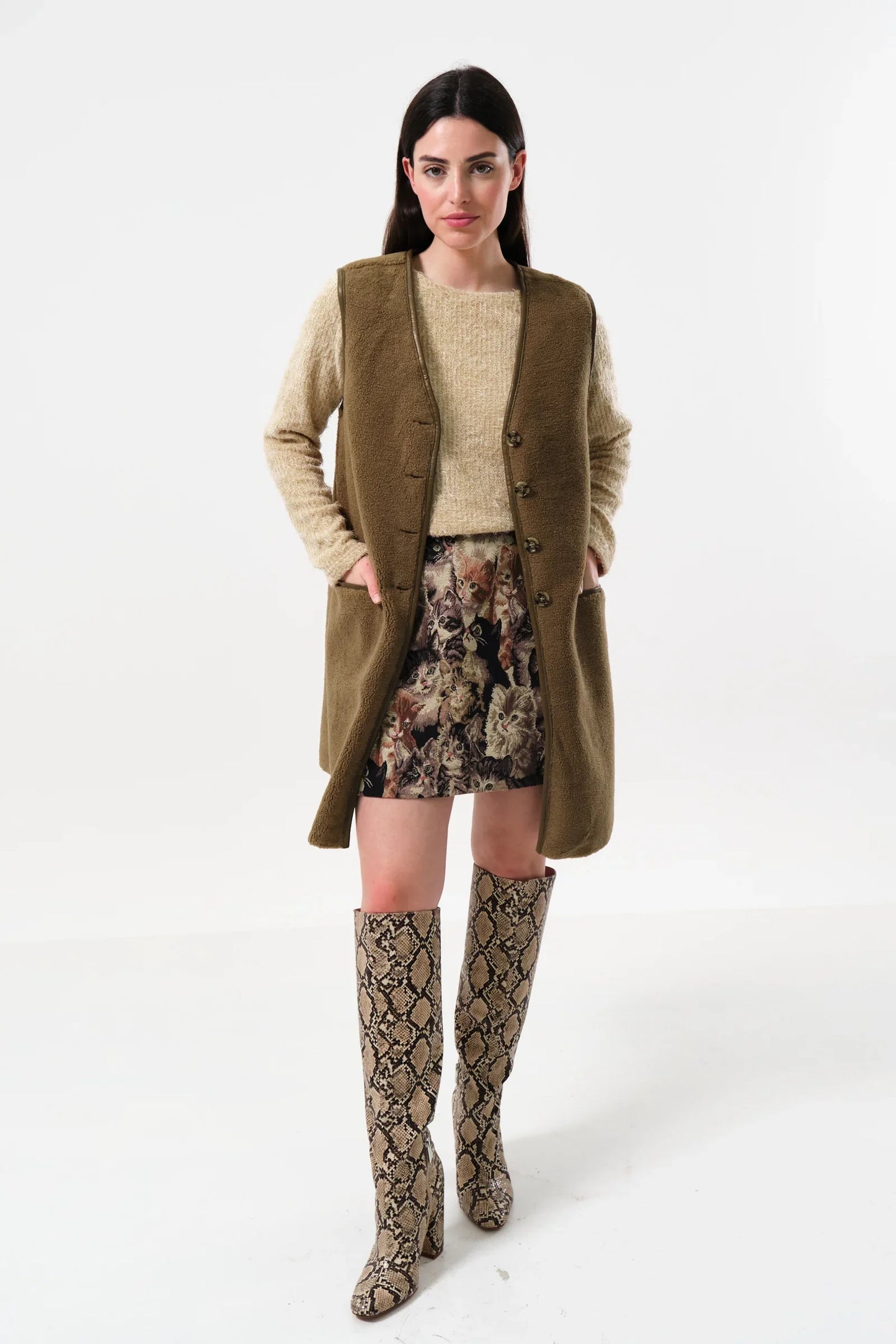 Cathel Borg Longline Waistcoat - Nutmeg