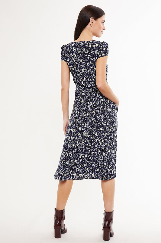 Cathleen Country Rose Print Tea Midi Tea Dress
