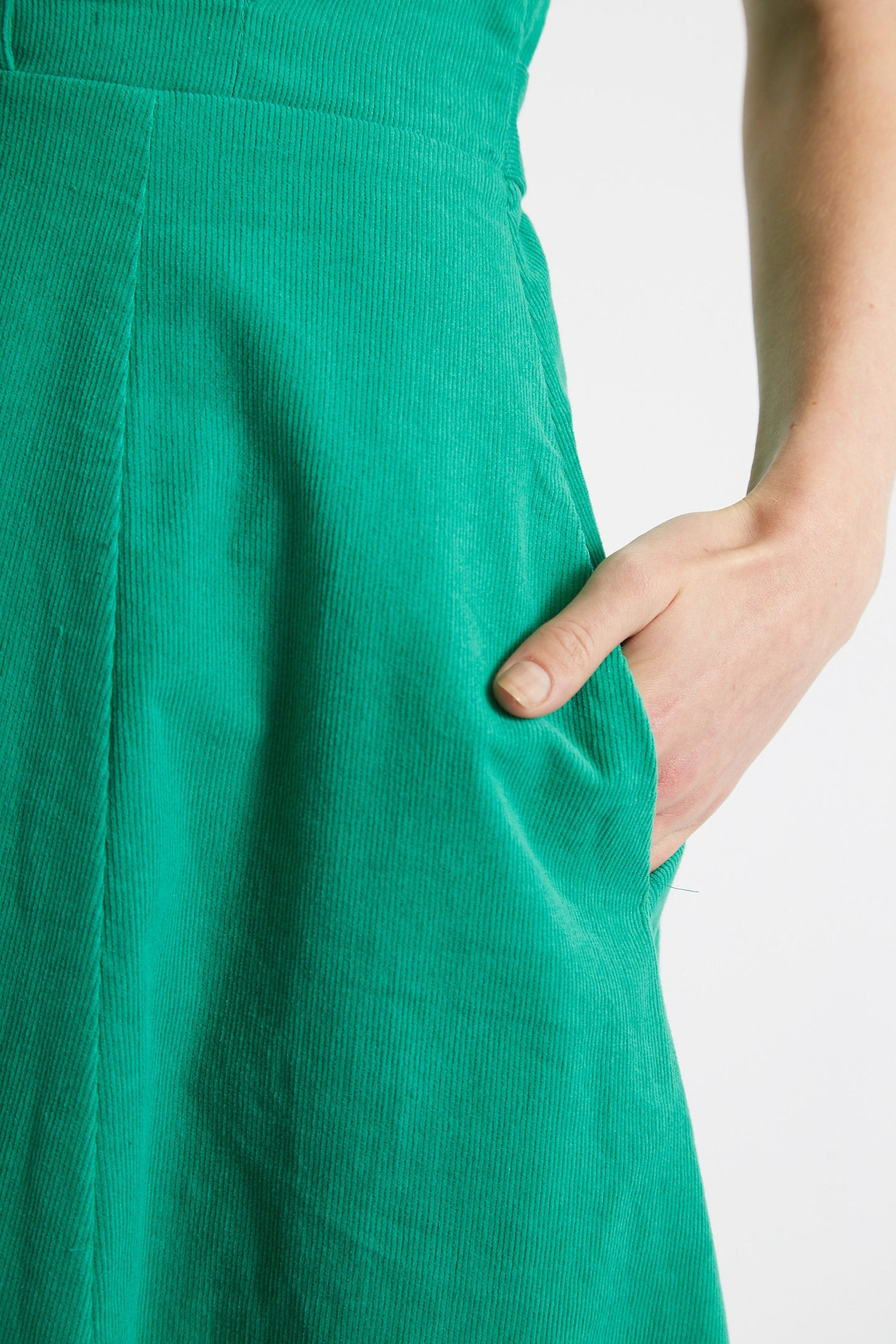 Louche Cathleen Green Mini Baby Cord Tea Dress