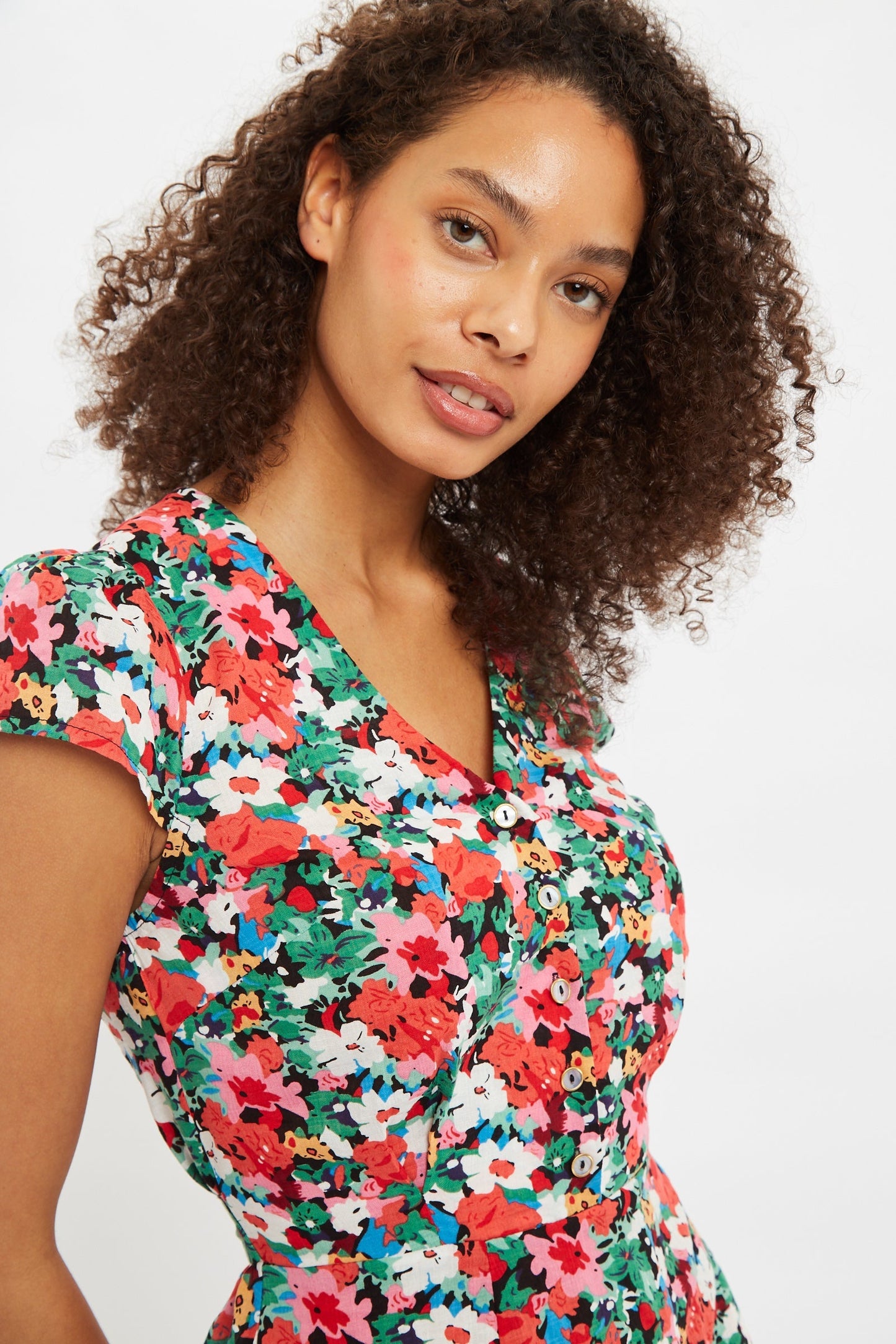 Cathleen Mini Flower Splash Print Tea Dress