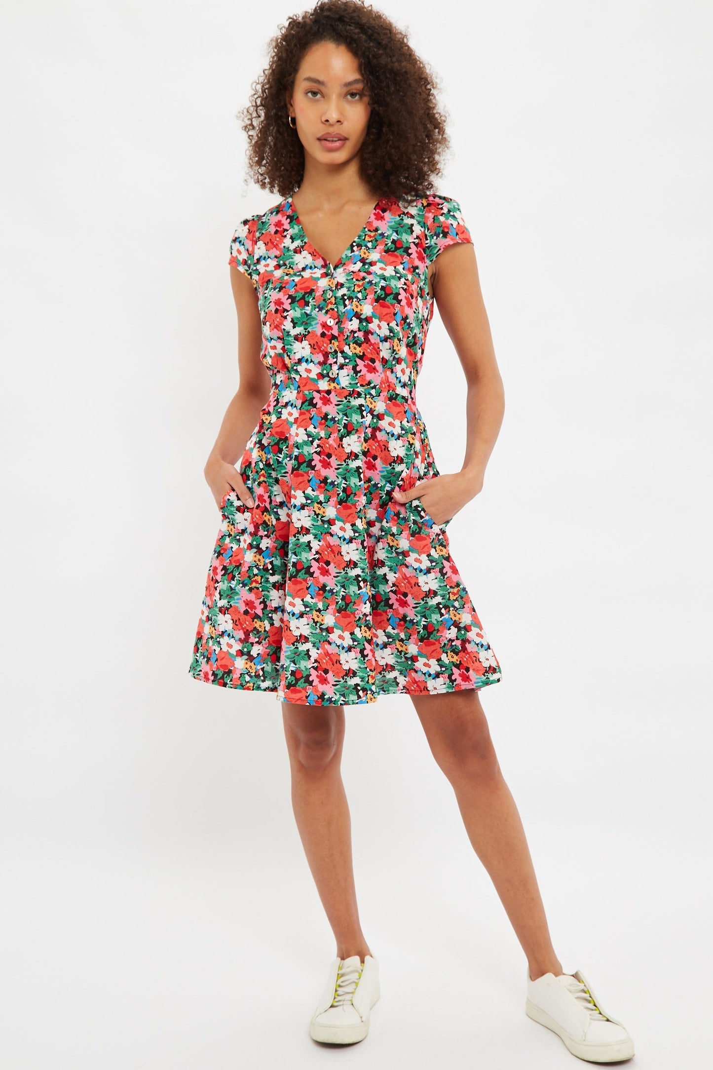 Cathleen Mini Flower Splash Print Tea Dress