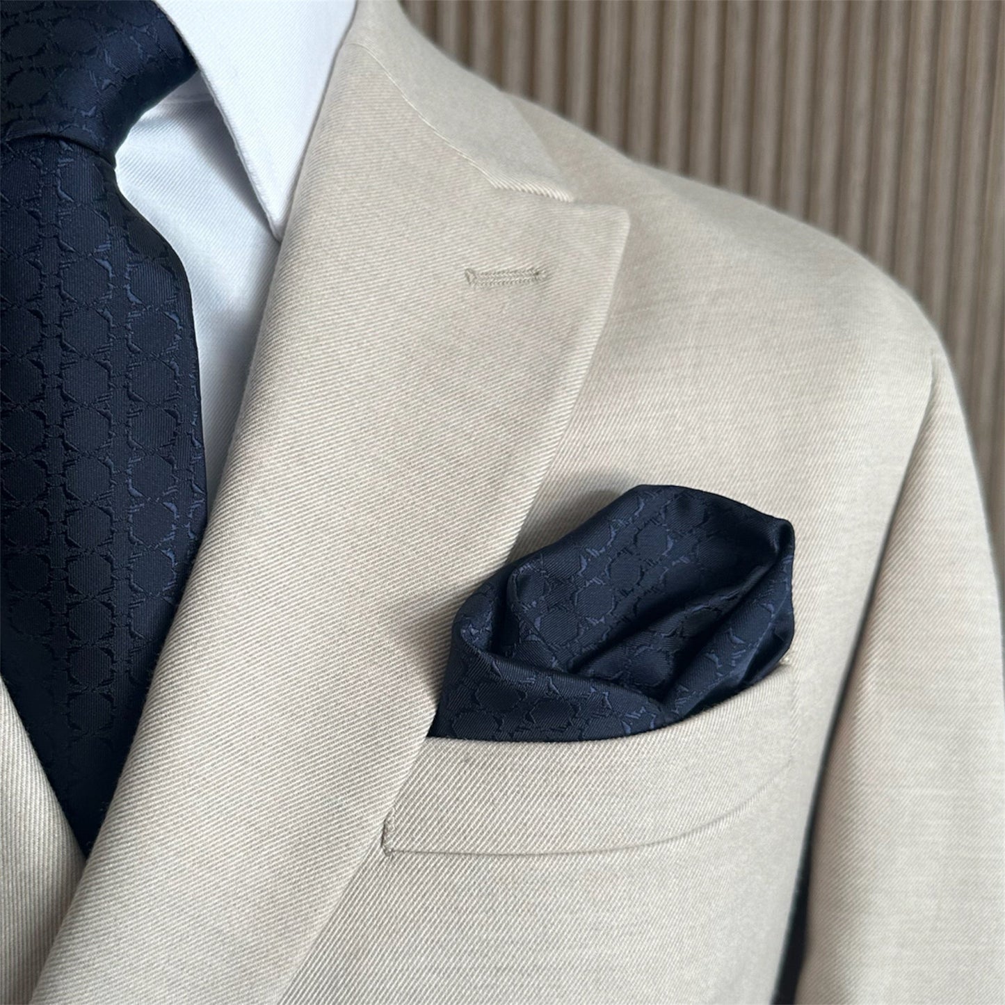Navy Midnight Blue Textured Pocket Square