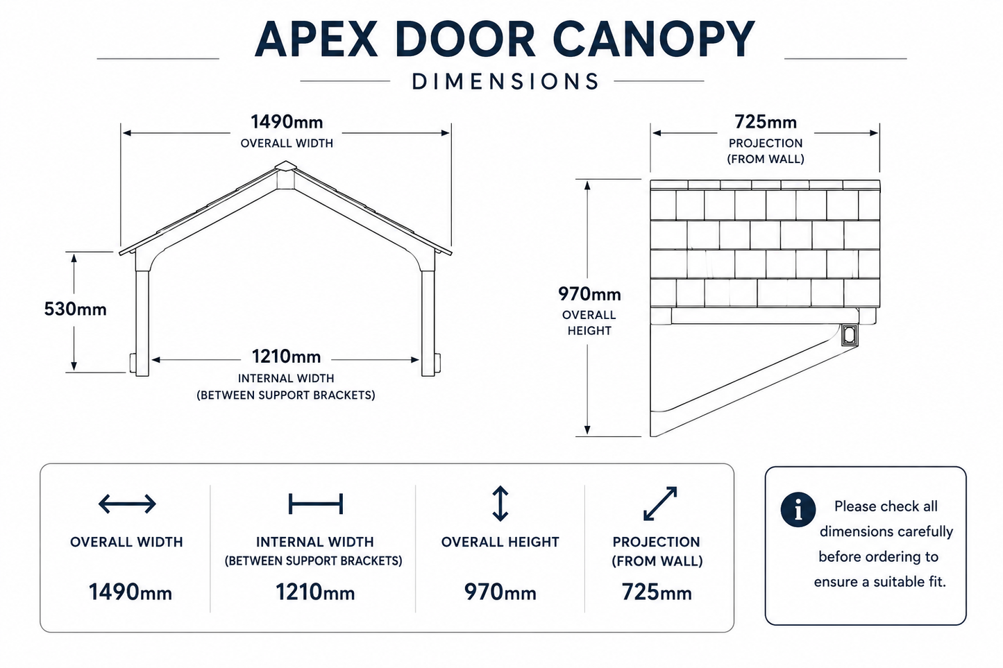 Apex Door Canopy 149cm - Flat Pack Porch Canopy