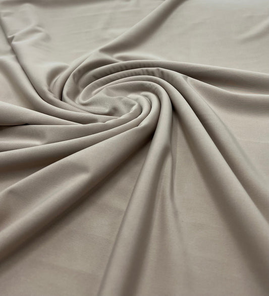 Stone Plain Shiny Soft Touch Slinky 4 Way Stretch Fabric