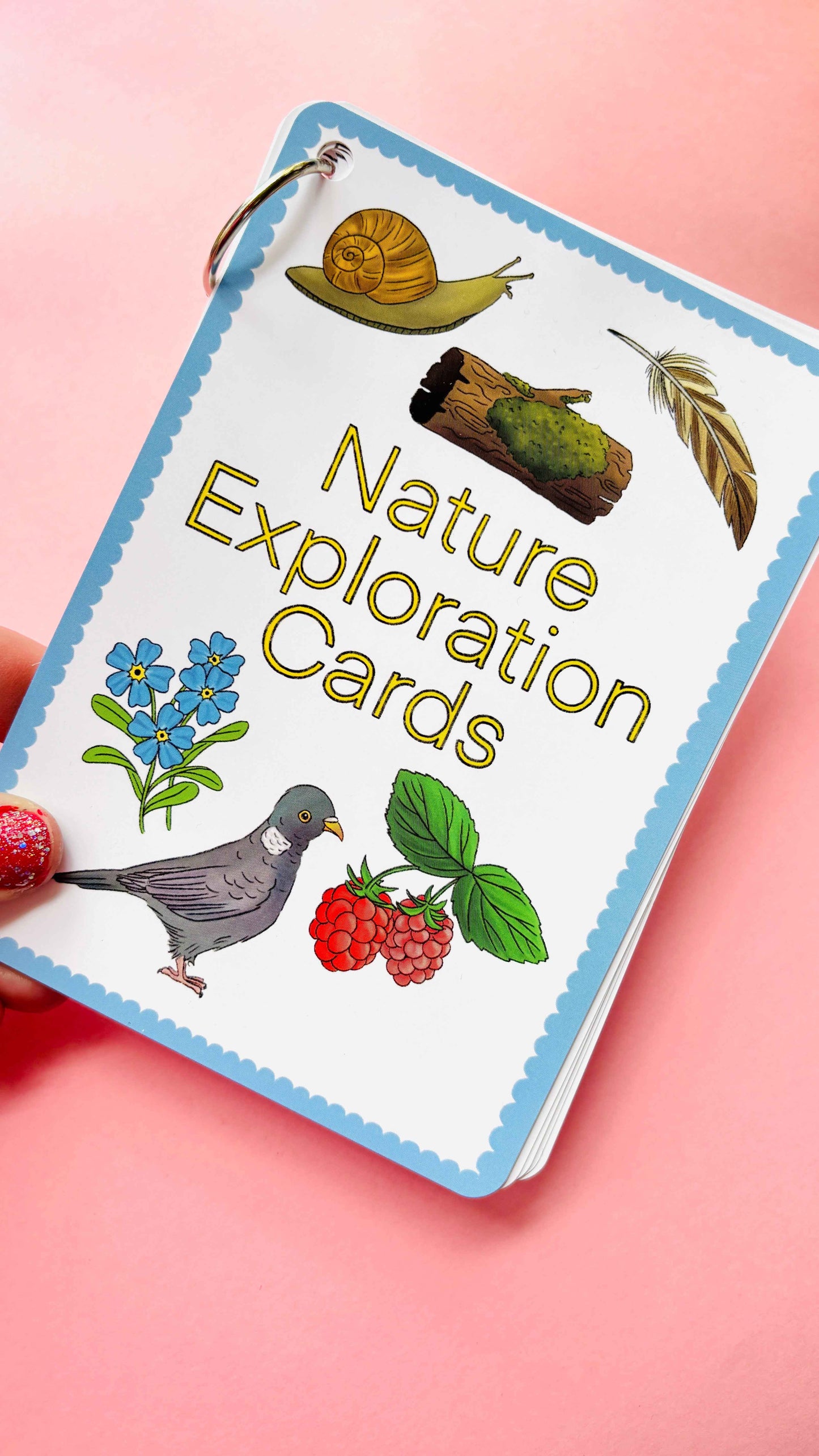 Nature Explorer Scavenger Hunt Cards- Illustrated Educational Activity Cards for Kids