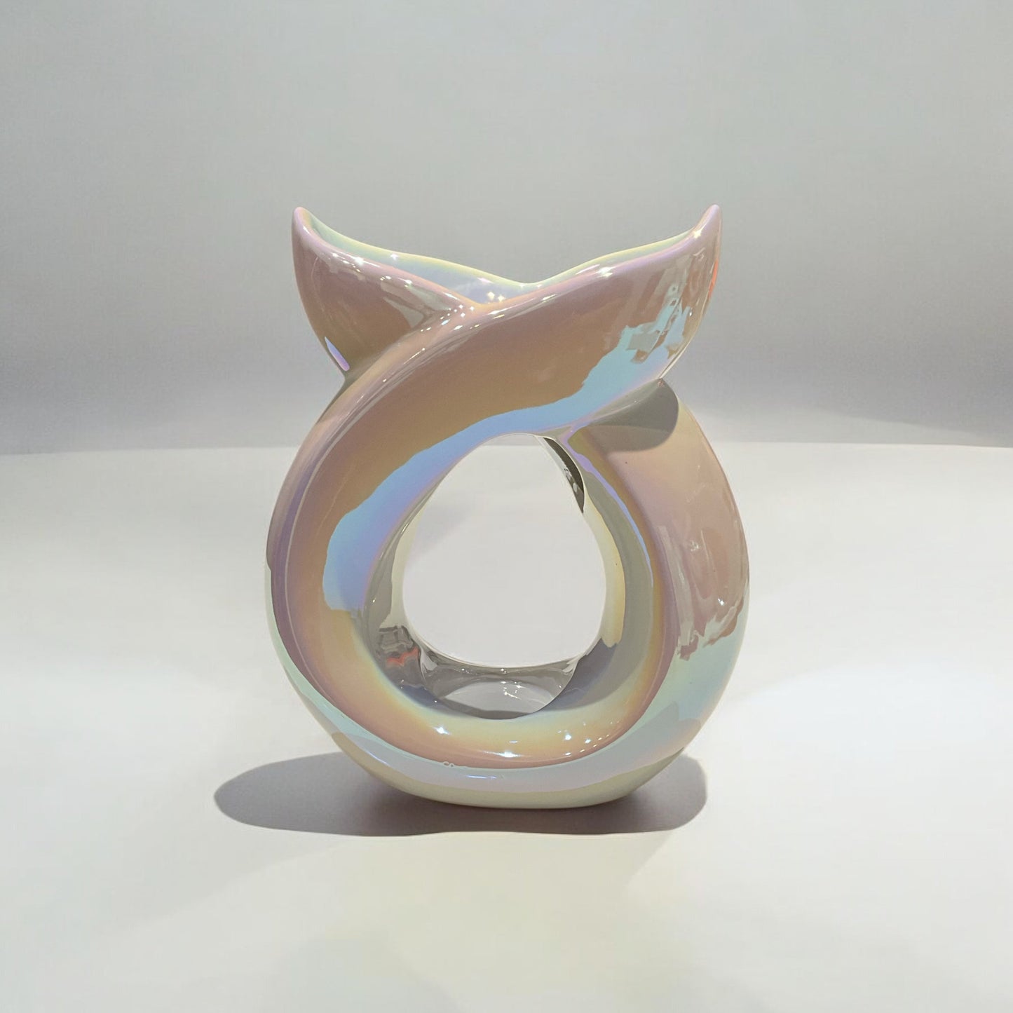 Crossover Ceramic Tea Light Wax Burner/Melter - White Iridescent