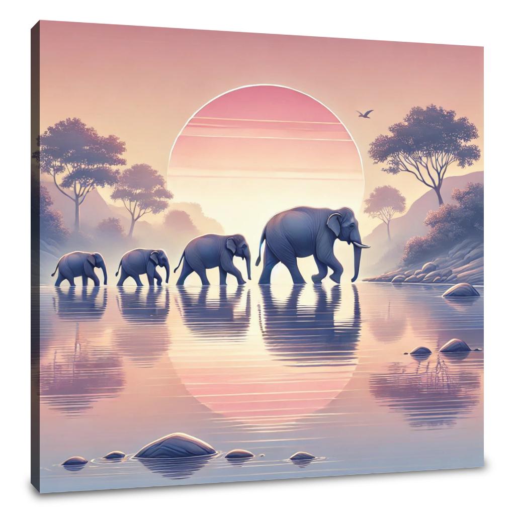 Elephant Sunrise Canvas