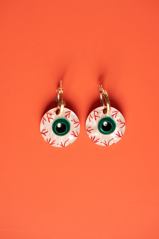 Bloodshot Eyeball Hoop Earrings