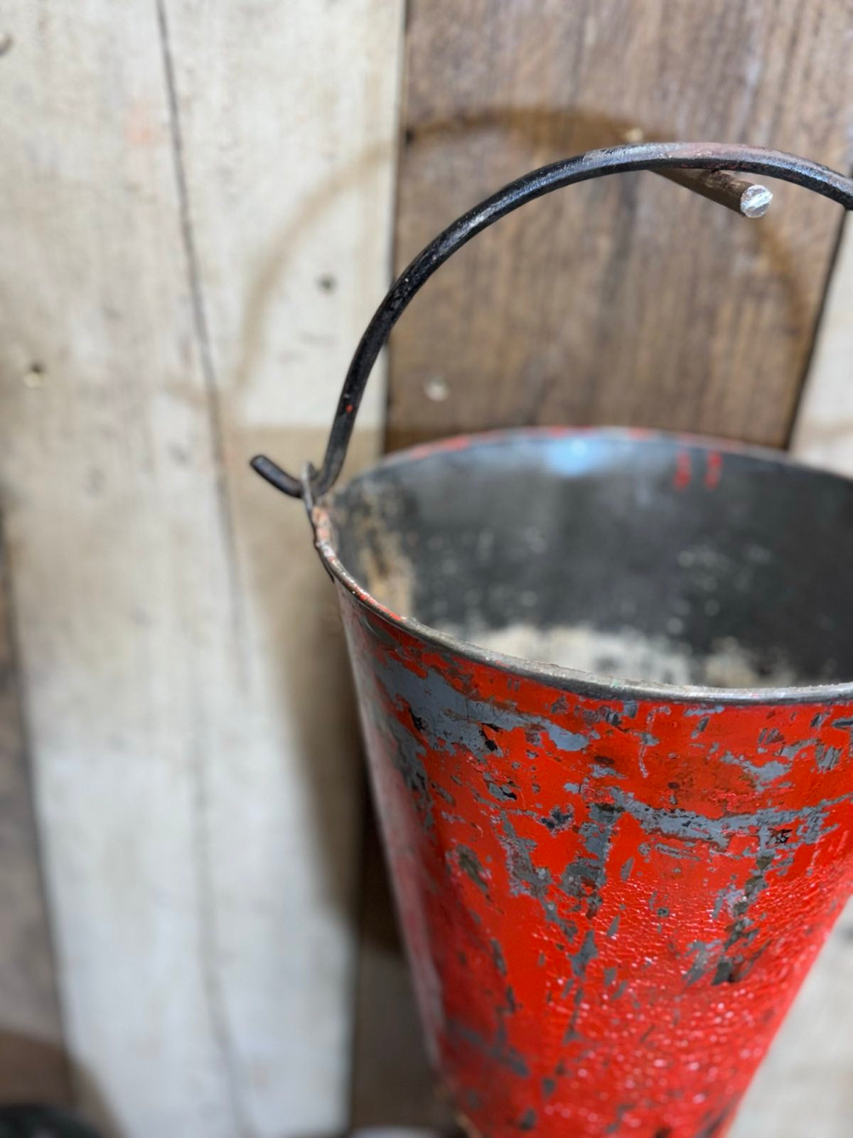 Vintage Galvanised Hanging Fire Bucket Hanging Basket / Plant Pot Planter Pail D