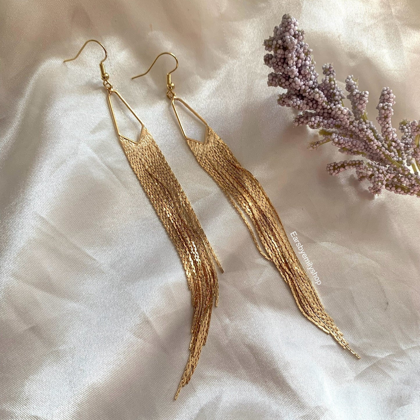 18k gold or silver plated large statement chain earrings