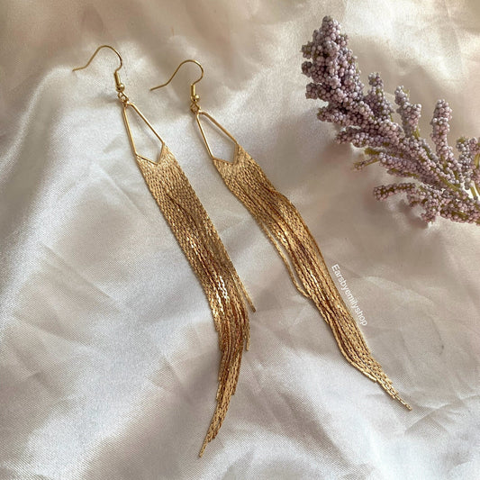 18k gold or silver plated large statement chain earrings