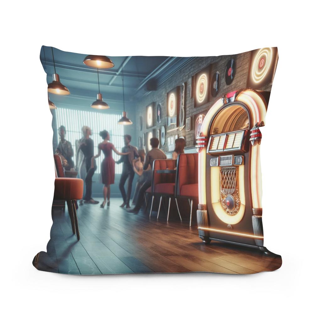 Retro Jukebox Lounge Cotton Cushion