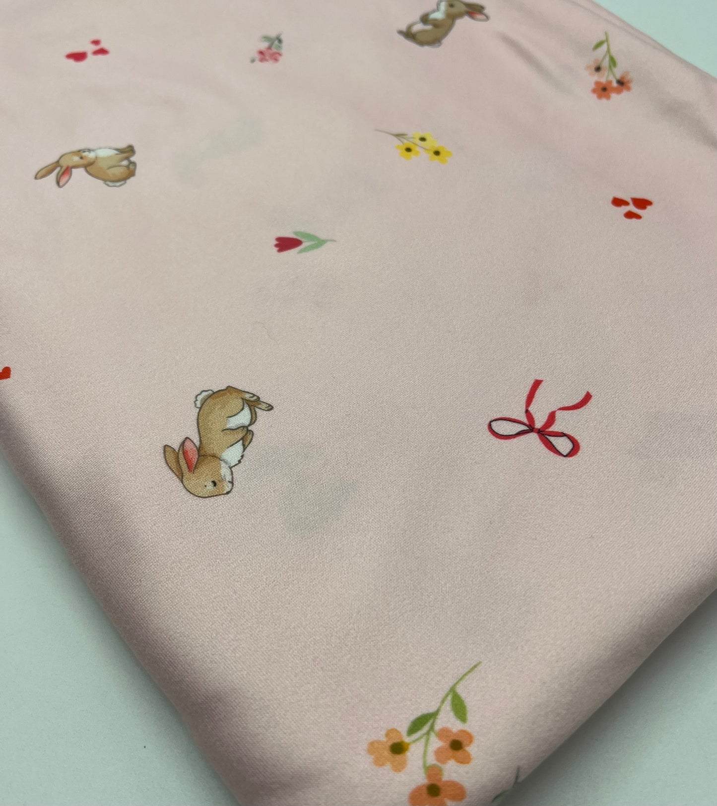 Easter Bunny Heart Super Soft Print Spun Poly Stretch Fabric