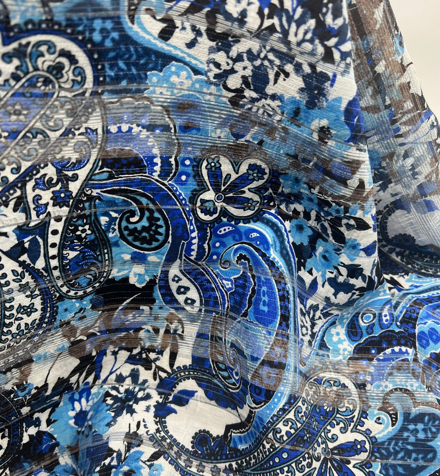 Blue Black Floral Lightweight Fabric 80GSM Non Stretch