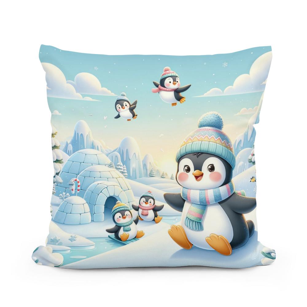 Penguin Frolic Cotton Cushion