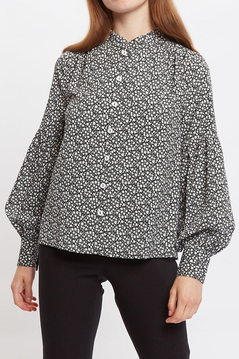Louche Clancy Candy Bud Print Long Sleeve Blouse
