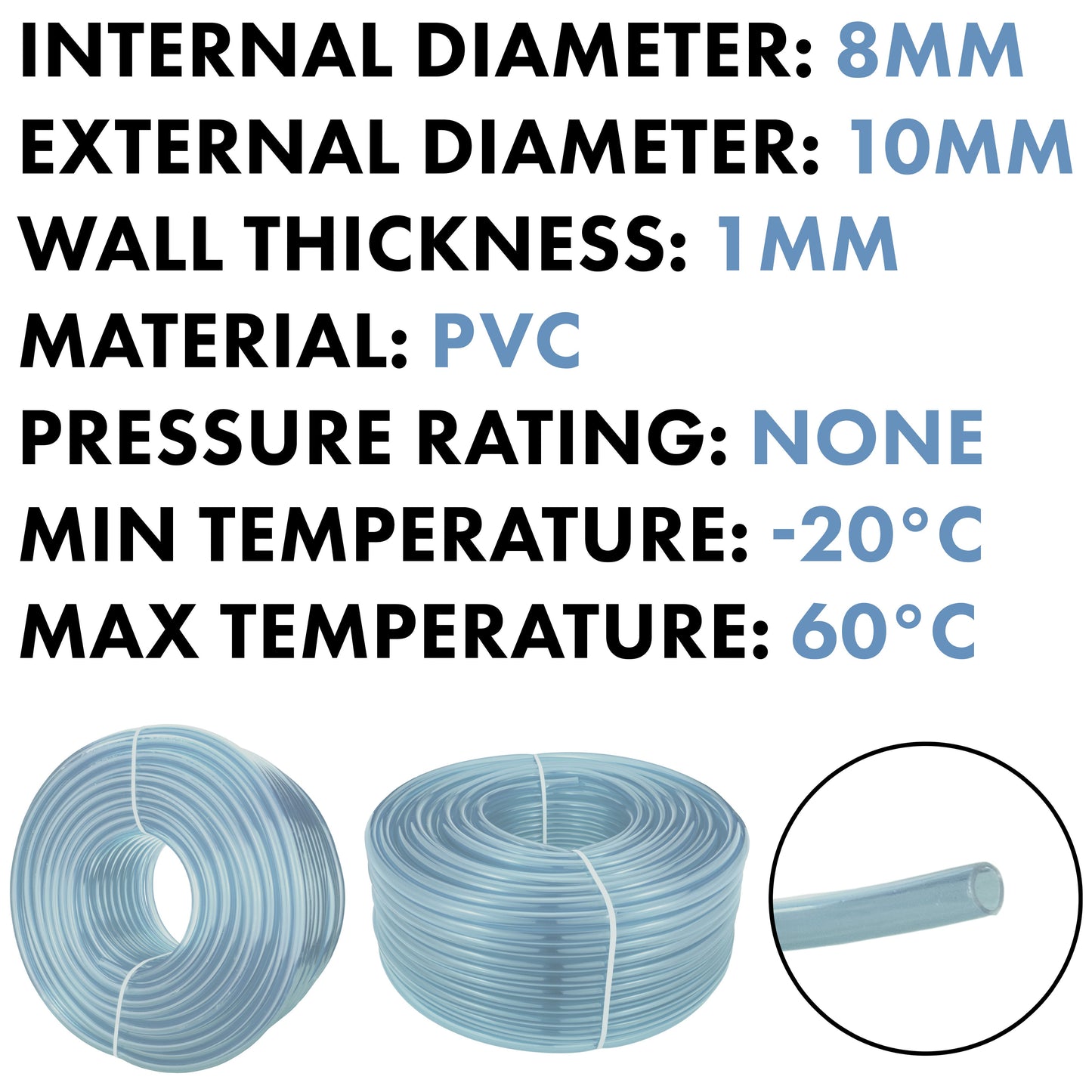 Clear PVC Pipe 8mm*10mm