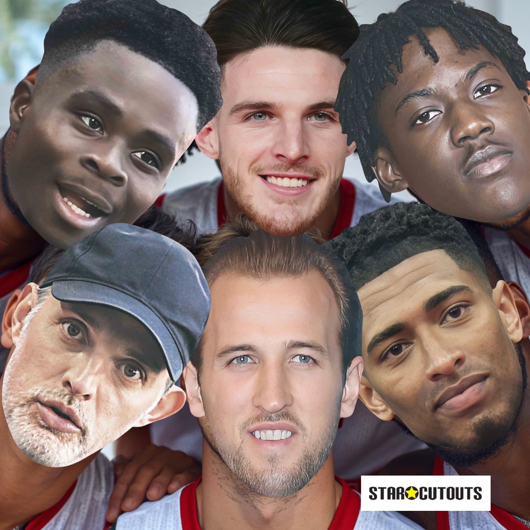 CMPWC26 England Manager & Footballers Six Pack Masks - Tuchel, Mainoo, Rice, Kane, Bellingham & Saka World Cup 2026