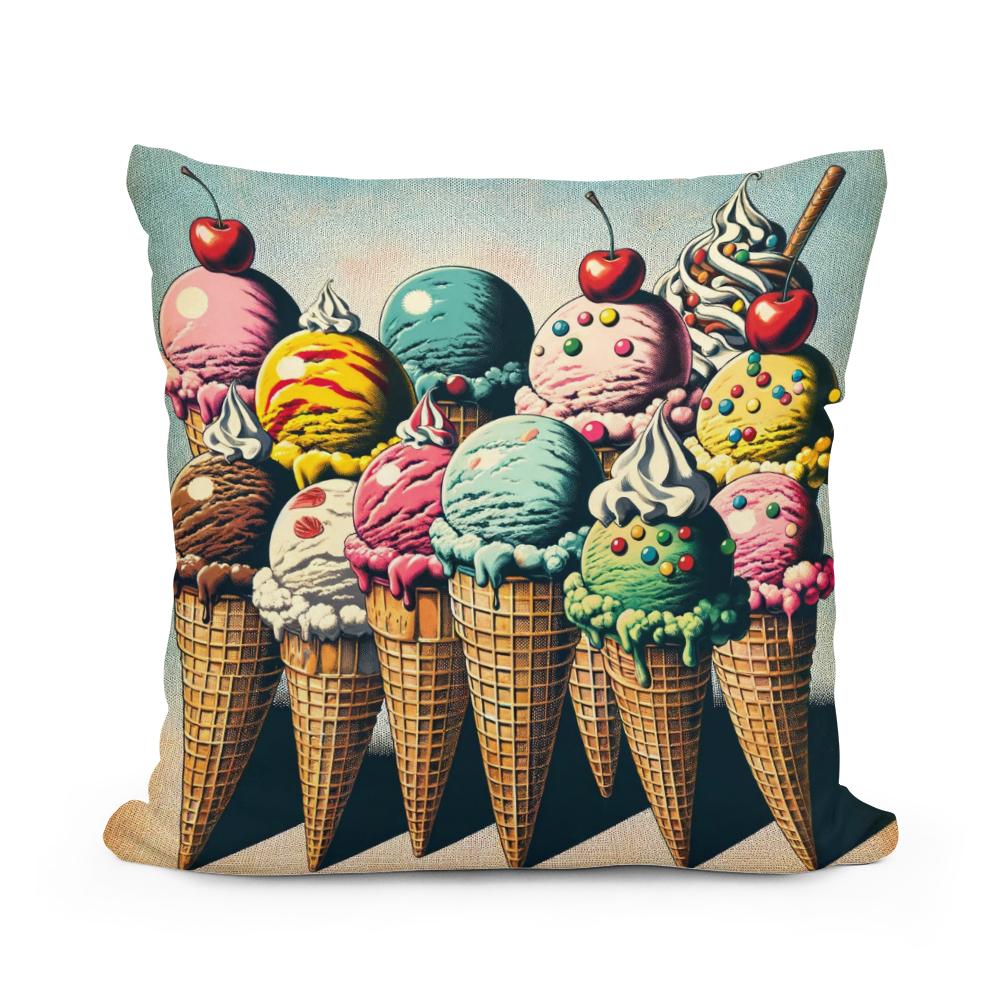 Vintage Pop Ice Cream Delight Cotton Cushion