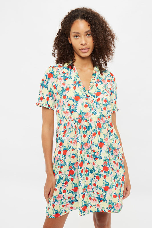 Louche Cosima Monet Flower Print Short Sleeve Mini Dress